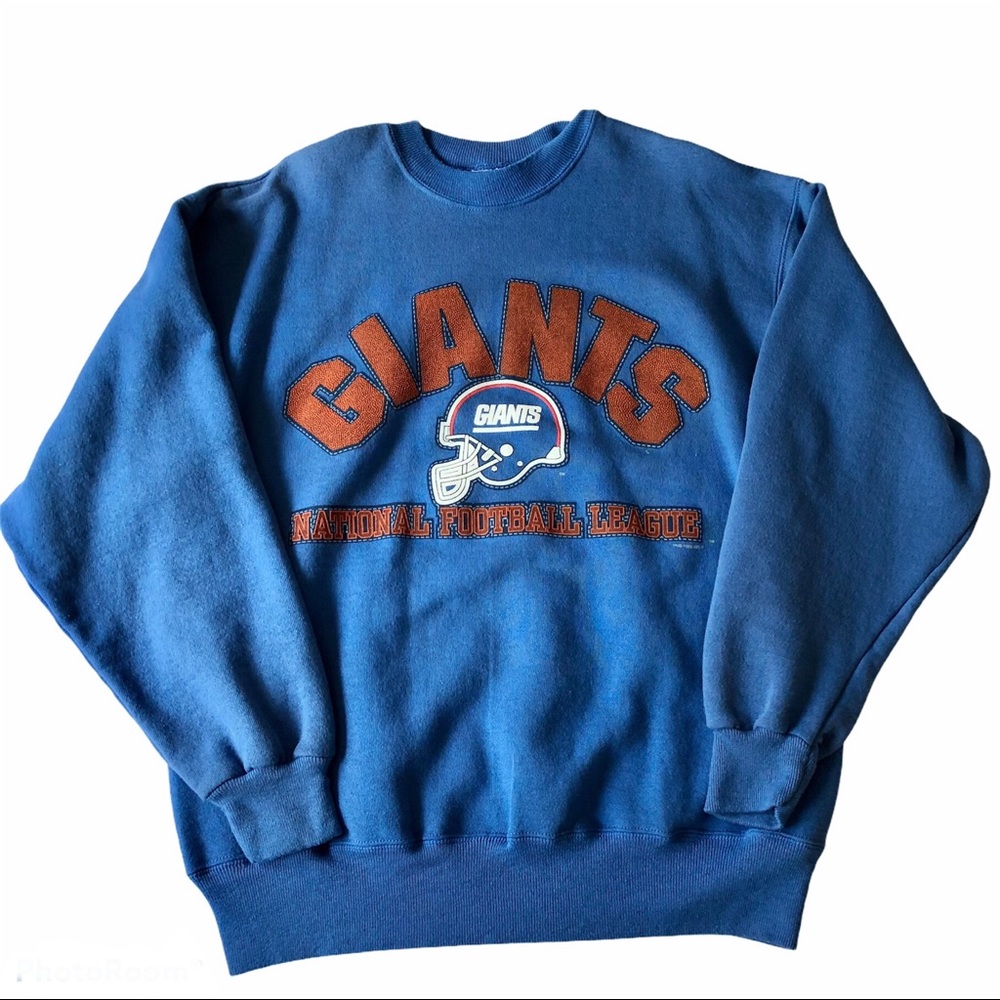 Vintage 1986 NFL NY GIANTS Blue Red Football Sweatshirt Textured Crewneck L